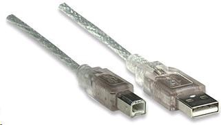 MANHATTAN USB kábel 2.0 Kábel A-B 1, 8 m (strieborný)0 