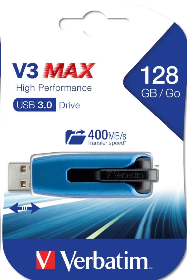 VERBATIM Flash disk 128 GB V3 MAX,  USB 3.0,  modrá4 