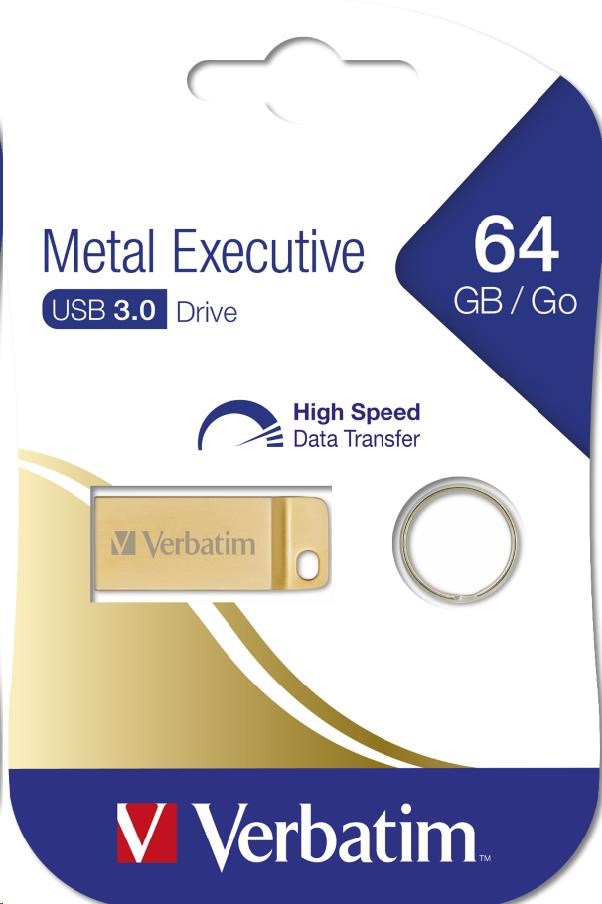 VERBATIM Flash Disk 64GB Metal Executive,  USB 3.0,  zlatá4 