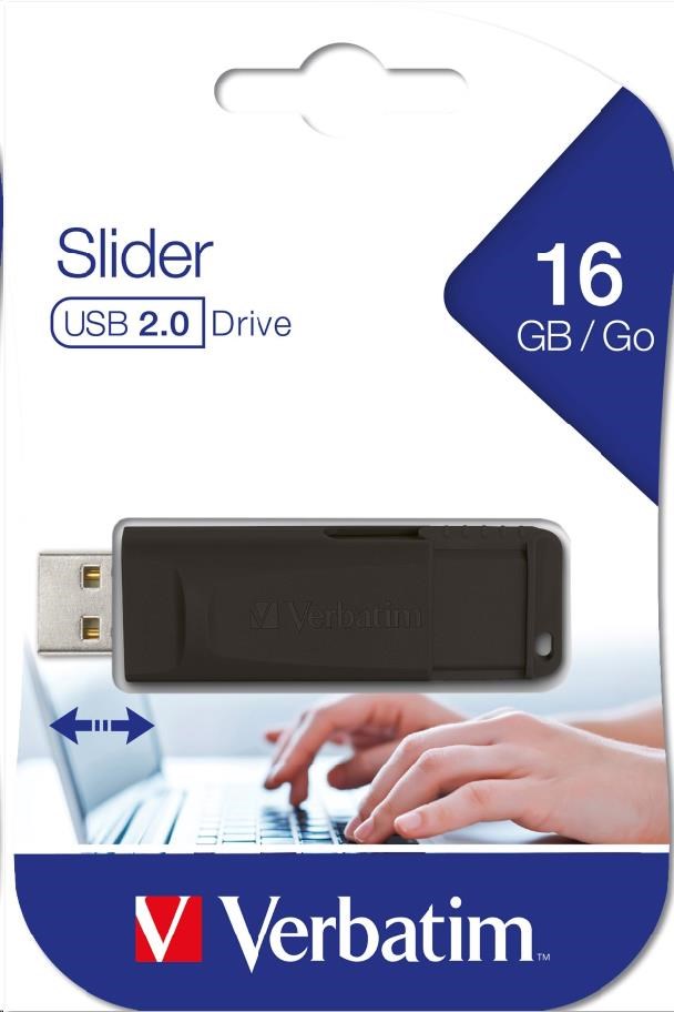 VERBATIM USB Flash disk Store "n" Go SLIDER 16 GB - čierny1 