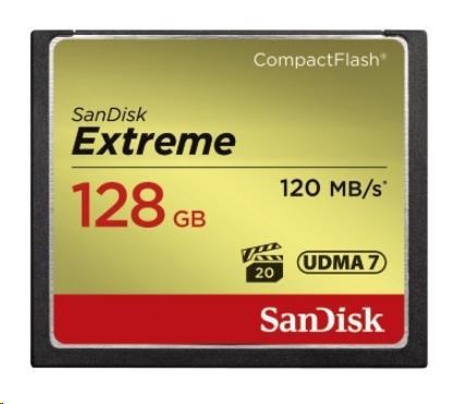 SanDisk Compact Flash karta 128 GB Extreme (R:120/W:85 MB/s UDMA7)