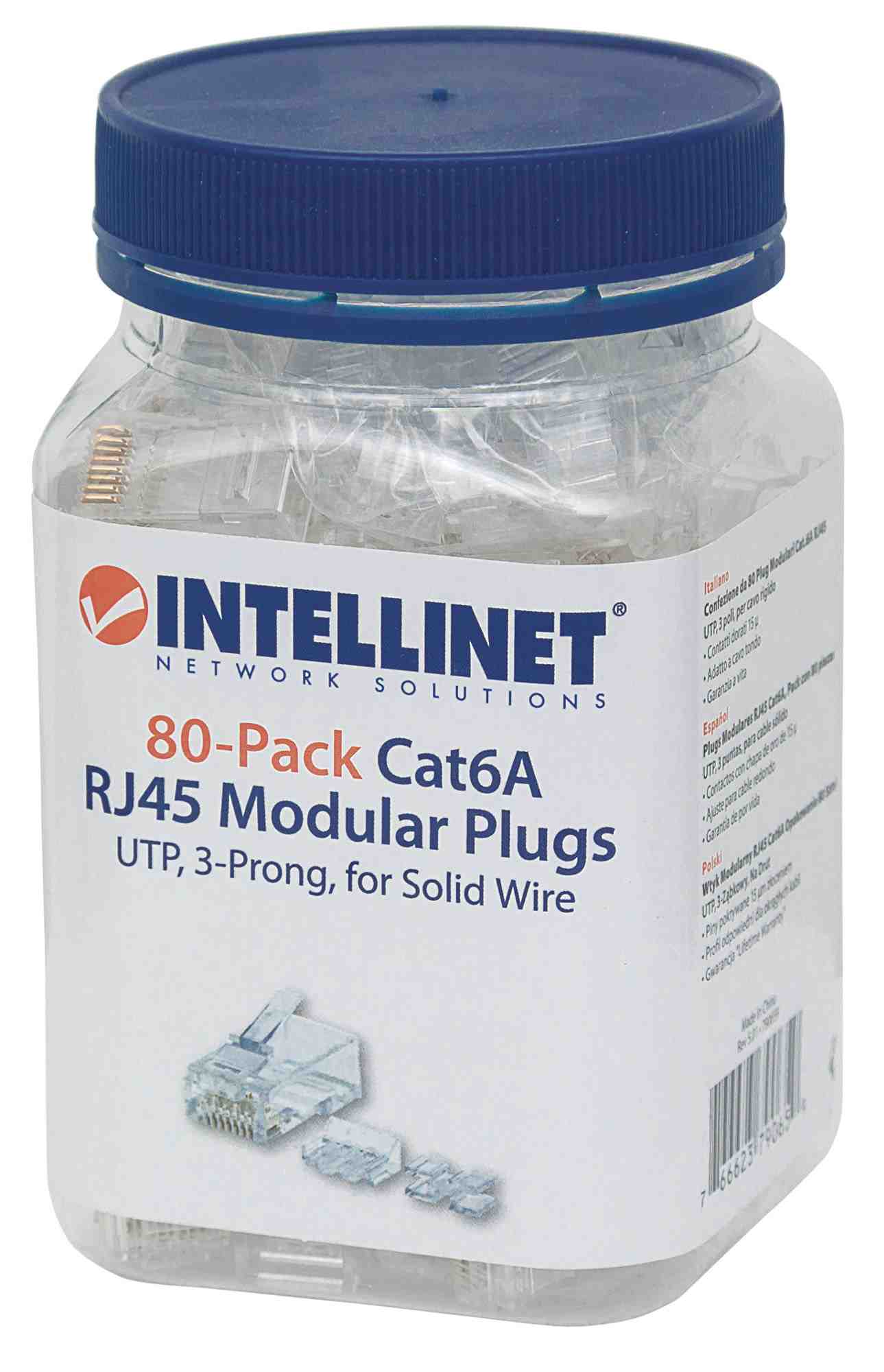 Intellinet konektor RJ45,  Cat6A,  UTP,  15µ,  drôt,  80 ks v balení2 
