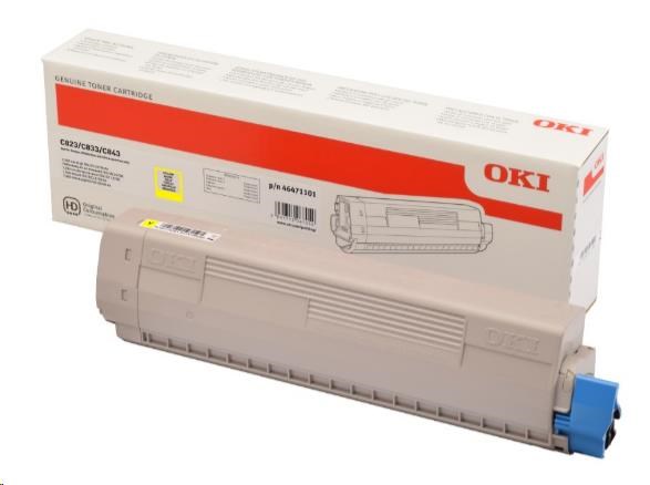 Žltý toner OKI pre C823/ C833/ C843 (7 500 strán)0 