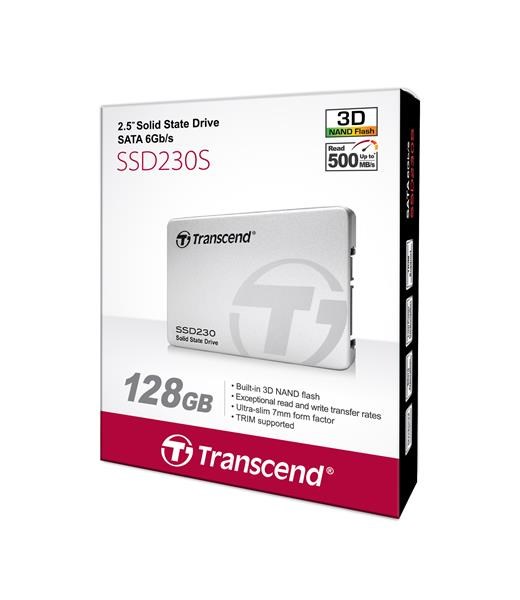 TRANSCEND SSD 230S 128GB, SATA III 6Gb/s, 3D TLC, hliníkové puzdro3 