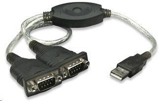 MANHATTAN prevodník z USB na 2x sériový port (USB AM/ DB9M(2),  RS232)0 