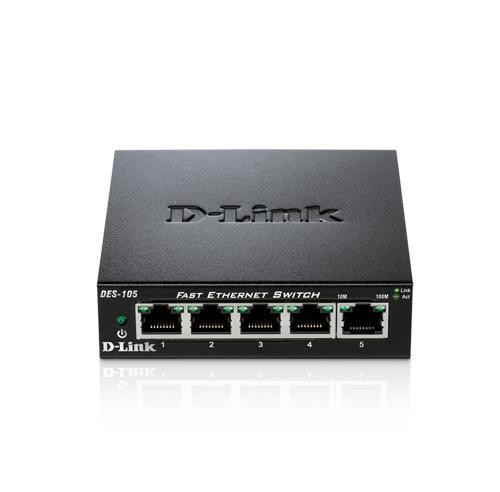 D-Link DES-105 kovový 5-port 10/ 100 Desktop Switch