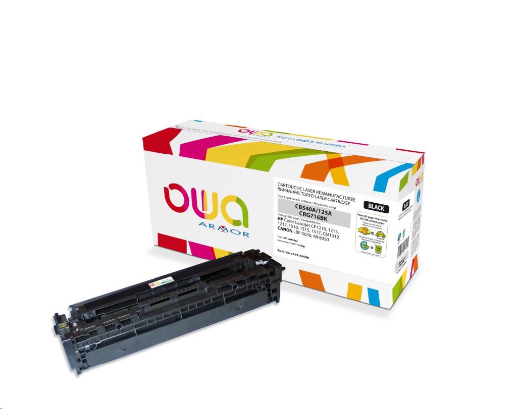 OWA Armor toner pre HP Color Laserjet CP1210,  1215,  1510,  2200 strán,  CB540A,  čierna/ čierna0 
