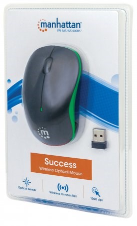 MANHATTAN Myš Success,  USB optická,  1000 dpi,  čierno-zelená5 