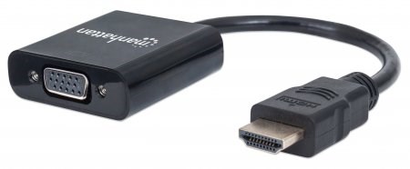 MANHATTAN prevodník HDMI na VGA (HDMI samec na VGA samica,  čierny,  blister)0 