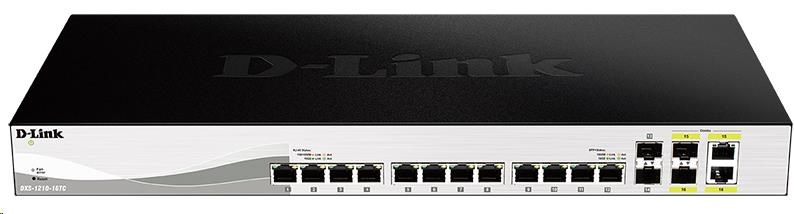 D-Link DXS-1210-16TC 16-portový 10Gigabitový inteligentný spravovaný prepínač,  12x 10GbE RJ45,  2x 10GbE SFP+,  2x 10GbE 0 