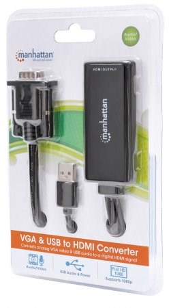 Prevodník MANHATTAN VGA na USB a HDMI4 