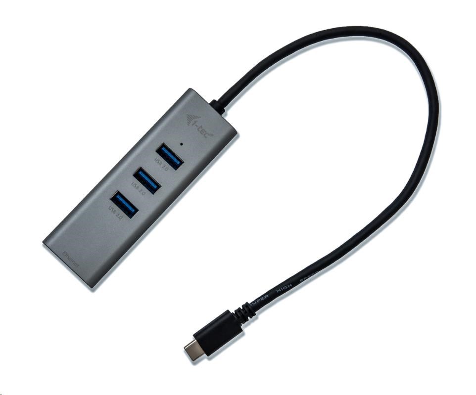 iTec USB-C Metal 3-portový HUB s adaptérom Gigabit Ethernet3 