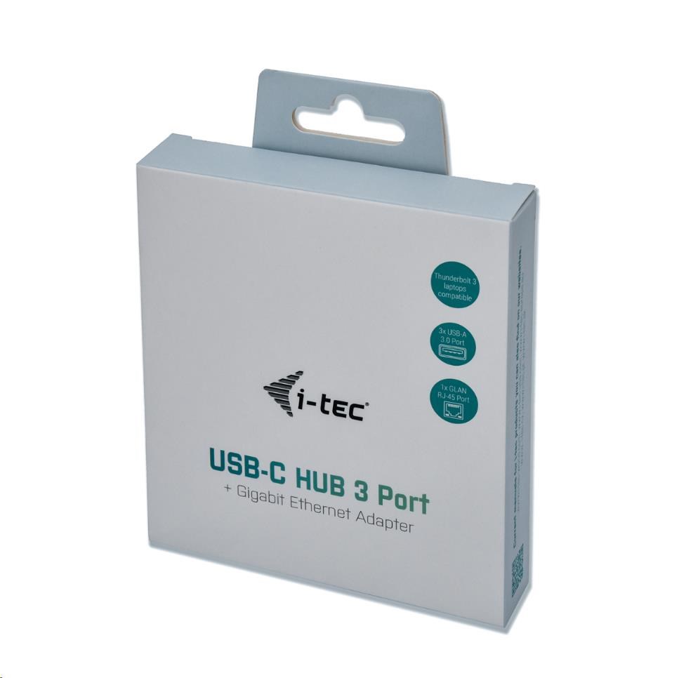 iTec USB-C Metal 3-portový HUB s adaptérom Gigabit Ethernet1 