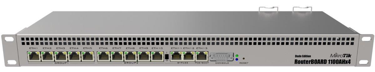 MikroTik RouterBOARD RB1100Dx4 DudeEdition (RB1100AHx4),  1.4 GHz štvorjadrový procesor,  1 GB RAM,  13x LAN,  vrátane. Lic0 