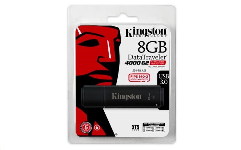 Kingston 8GB DataTraveler 4000 G2DM (USB 3.0,  256-bitové šifrovanie AES)2 