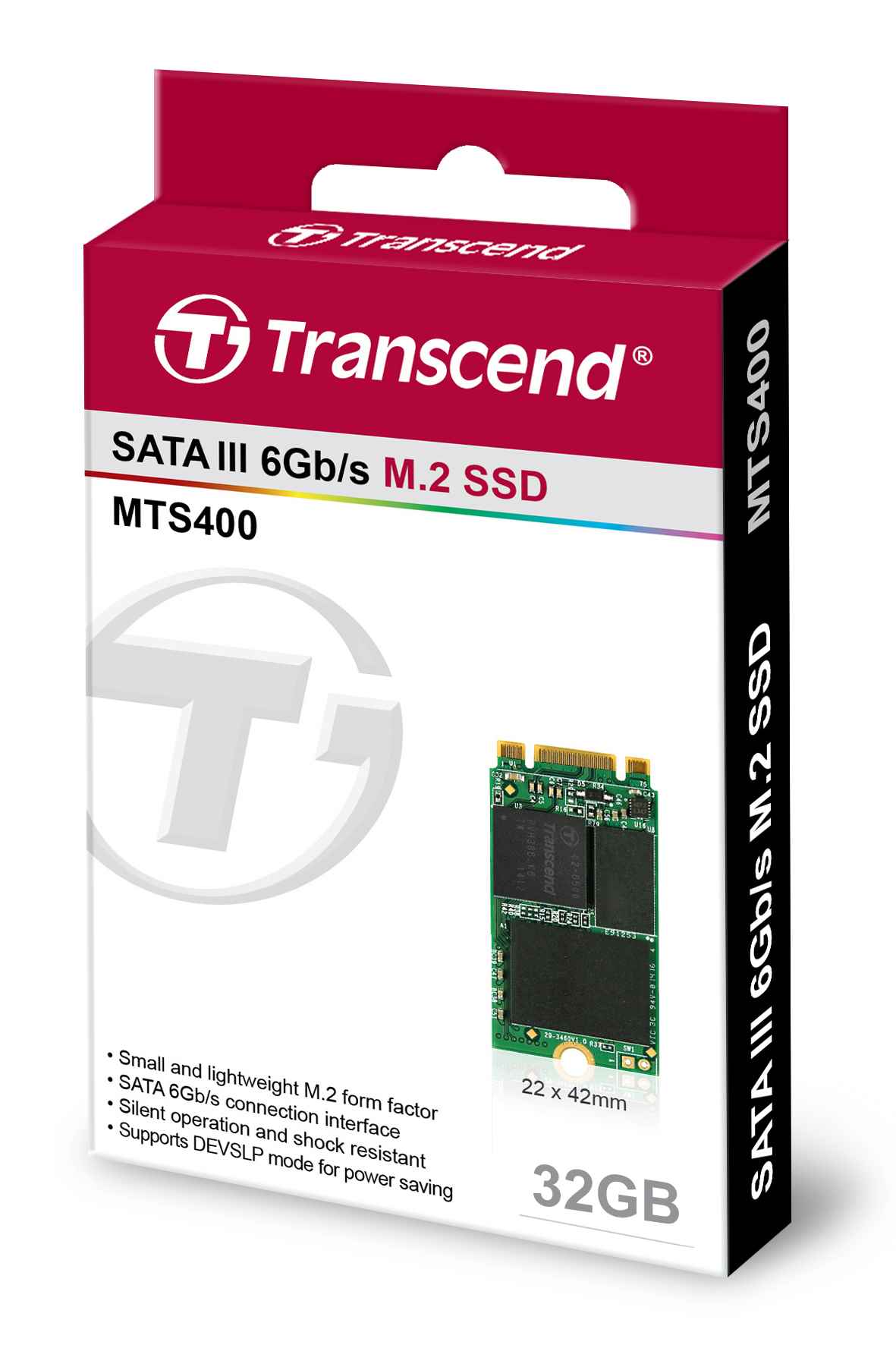 TRANSCEND Industrial SSD MTS400 32GB,  M.2 2242,  SATA III 6 Gb/ s,  MLC0 