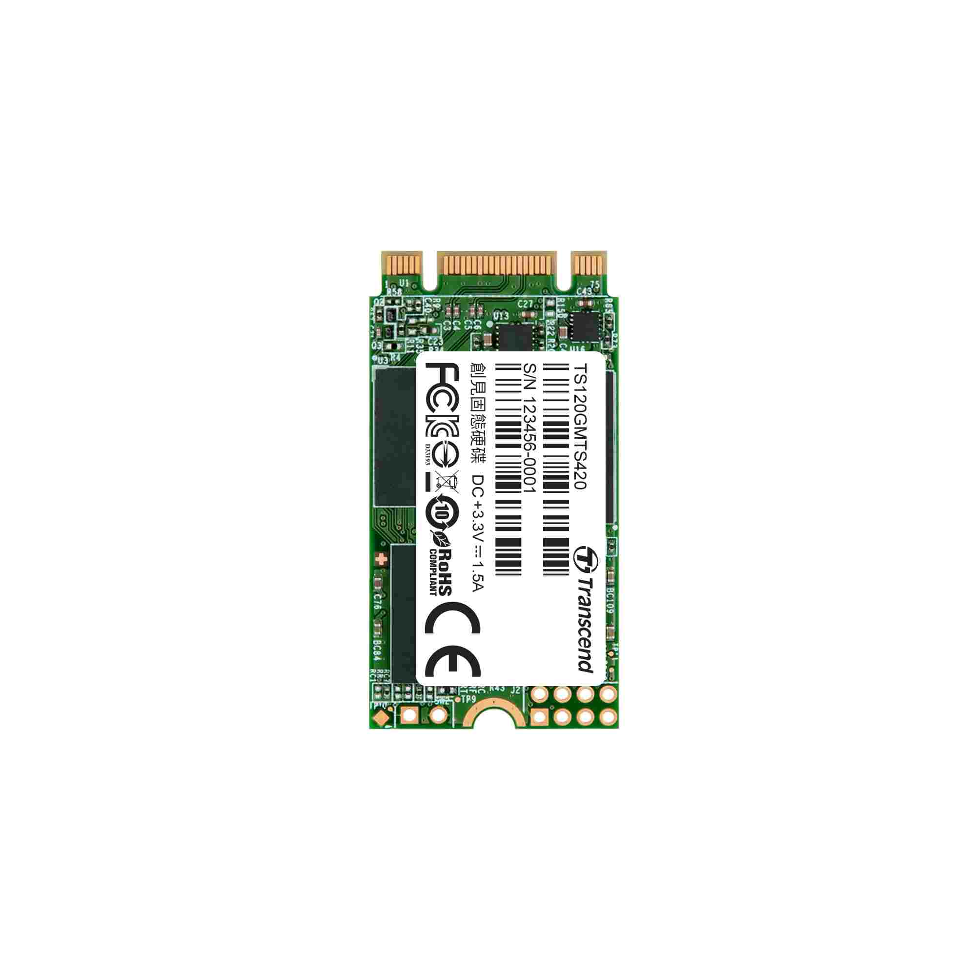 TRANSCEND Industrial SSD MTS420 120GB,  M.2 2242,  SATA III 6 Gb/ s,  TLC6 