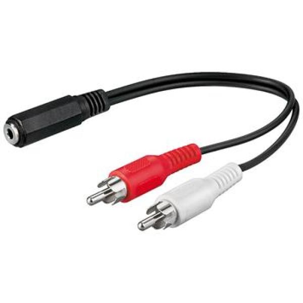 PremiumCord Kábel Jack 3.5mm-2xCINCH F/ M 20cm