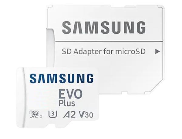128 GB . microSDXC karta Samsung EVO Plus + adapter ( trieda U3, V30, A2 )1