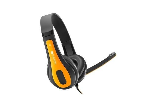 Canyon HSC-1, PC Headset, slúchadla s mikrofónom, 1 x 3.5mm jack komb., ovládanie na kábli, 2 m, čierno-žlté