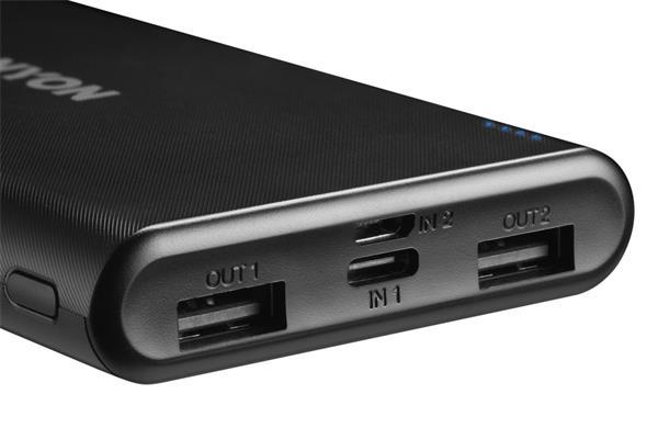 Canyon PB-106, Powerbank, Li-Pol, 10.000 mAh, Vstup: 1x Micro-USB, 1x USB-C, Výstup: 2x USB-A, čierna1