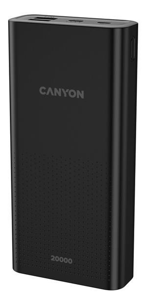 Canyon PB-2001, Powerbank, Li-Pol, 20.000 mAh, Vstup: 1x Micro-USB, 1x USB-C, Výstup: 2x USB-A, čierna2