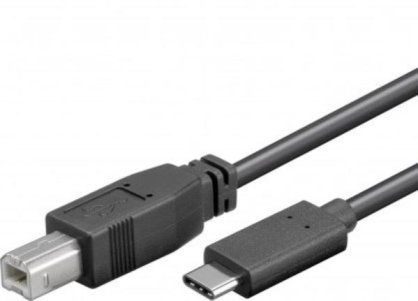 PremiumCord USB-C/ male - USB 2.0 B/ male, čierny, 1m