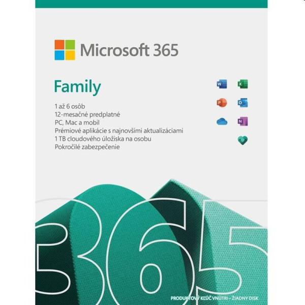 Microsoft 365 Family P8 Mac/ Win, 1 Rok, SK
