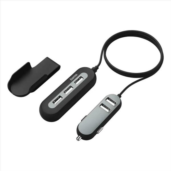 Nabíjačka Hama USB do vozidla 2+3,  AutoDetect,  10 A,  2 m1