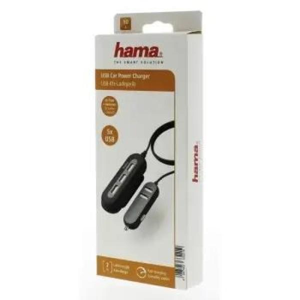 Nabíjačka Hama USB do vozidla 2+3,  AutoDetect,  10 A,  2 m6