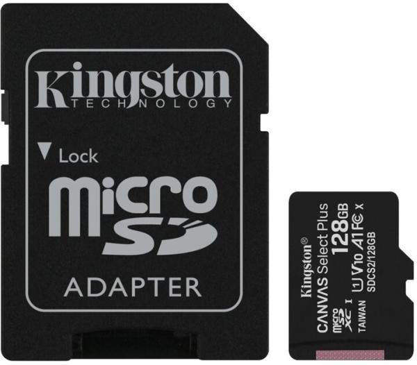 Kingston Canvas Select Plus A1/ micro SDXC/ 128GB/ 100MBps/ UHS-I U1/ Class 10/ + Adaptér