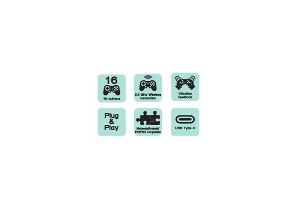 Canyon GP-W3, Gamepad 4v1 pre PC, Android, PS3, Nintendo Switch, bezdrôtový, motion senzor, USB-C nabíjací kábel4