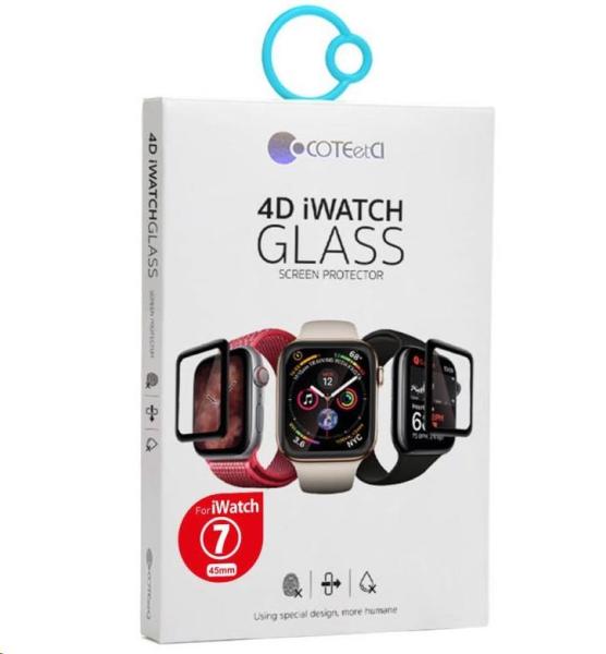 COTECi 4D sklo s celoplošným lepením s černým lemem pro Apple watch 41 mm3