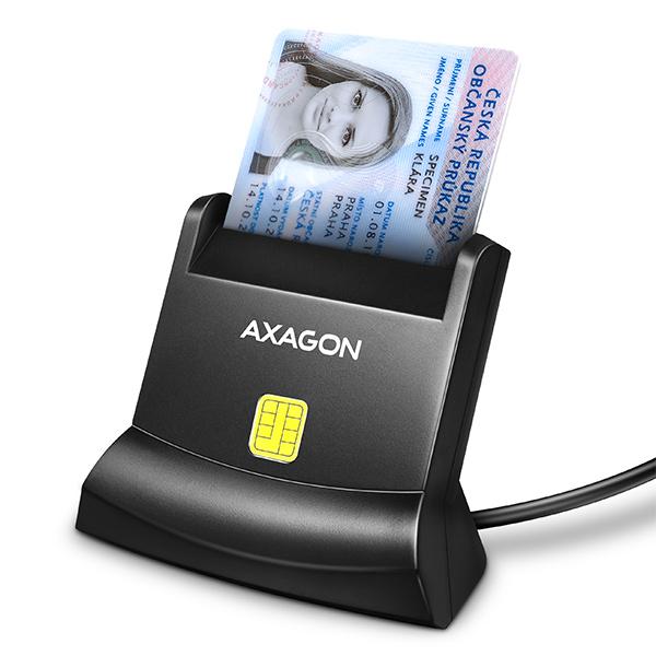 AXAGON CRE-SM4N, USB-A StandReader čítačka kontaktných kariet Smart card (eObčanka), kábel 1.3m