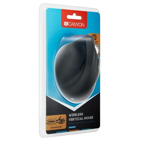 Canyon MW-16, vertikálna Wireless optická myš USB, 800/1200/1600 dpi, 6 tlač, čierna4