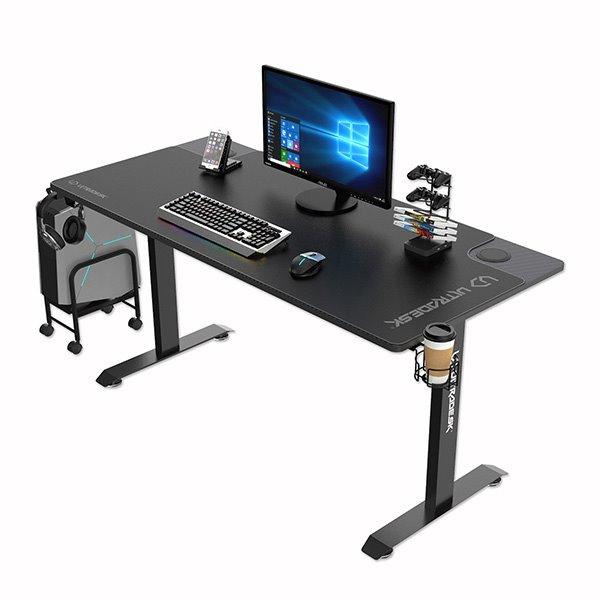 ULTRADESK Herný stôl MOMENTUM - Black, 152,5x70 cm, 75,5 cm, s XXL podložkou pod myš, držiak slúchadiel, nápojov3