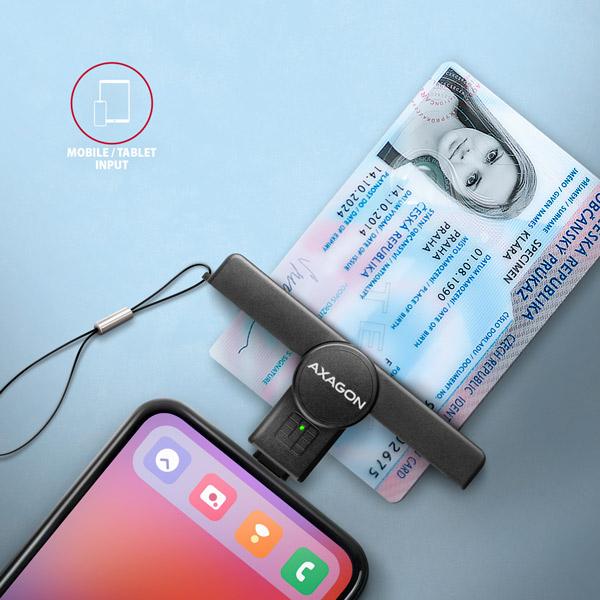 AXAGON CRE-SMPC, USB-C PocketReader čtečka kontaktních karet Smart card (eObčanka, eID klient)1