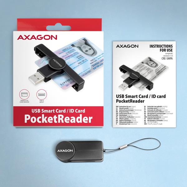 AXAGON CRE-SMPA, USB-A PocketReader čtečka kontaktních karet Smart card, (eObčanka, eID klient)4