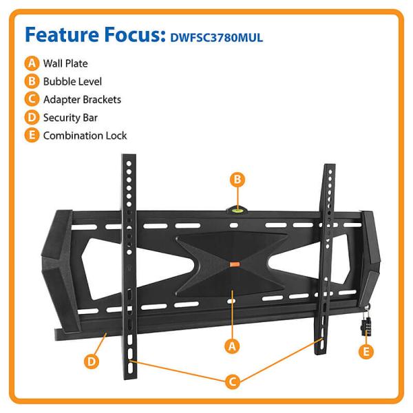 Držiak pre televízory a monitory 37-80 na stenu, pevný, uzamykateľný, vysoké zaťaženie5