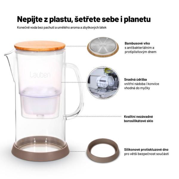 Lauben Glass Water Filter Jug 32GW - filtrační konvice1