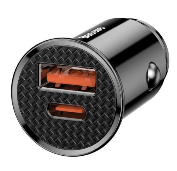 Baseus CCALL-YS01 Circular Nabíjačka do Autá USB+USB-C 30W Black1