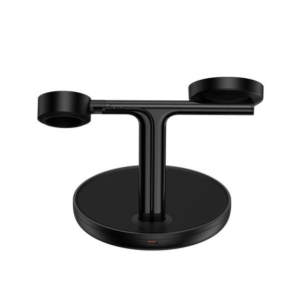 Baseus WXTE000101 Swan 3v1 Bezdrôtový Magnetický Nabíjací Stojan 15W Black1