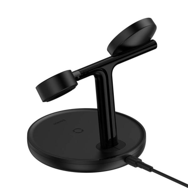Baseus WXTE000101 Swan 3v1 Bezdrôtový Magnetický Nabíjací Stojan 15W Black3