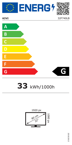 KIVI TV 32H550NB, 32&quot; (81cm), HD LED TV, Nosmart, Black, 1366x768, 60 Hz,2x8W, 33 kWh/1000h ,HDMI ports 213