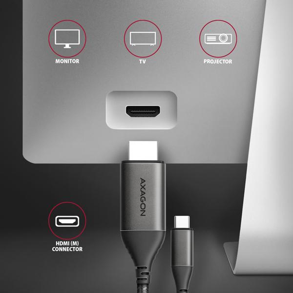 AXAGON RVC-HI2MC, USB-C -> HDMI 2.0a redukcia / kábel 1.8m, 4K/ 60Hz HDR103