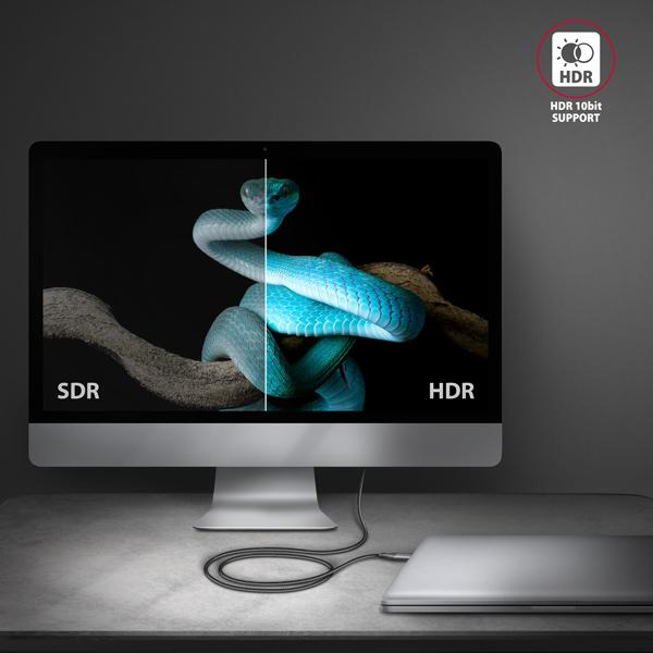 AXAGON RVC-HI2MC, USB-C -> HDMI 2.0a redukcia / kábel 1.8m, 4K/ 60Hz HDR105
