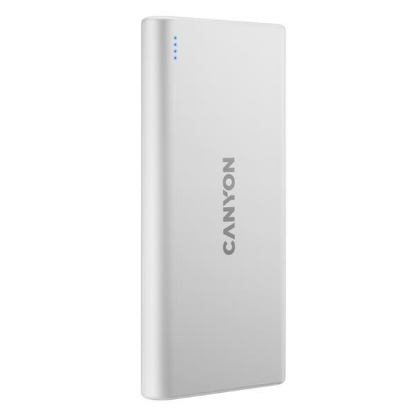 Canyon PB-108, Powerbank, Li-Pol, 10.000 mAh, Vstup: 1x Micro-USB, 1x Lightning, Výstup: 2x USB-A, biela1