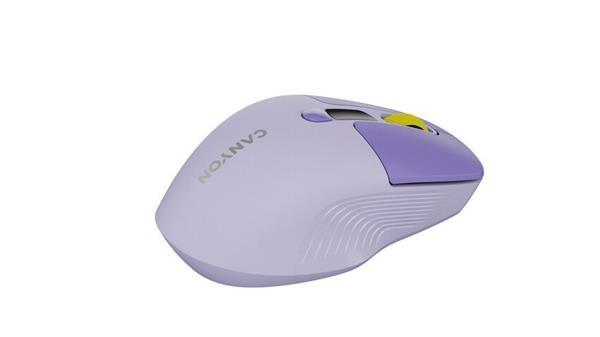 Canyon MW-26, 2v1 bezdrôtová optická myš Bluetooth / 2.4 GHz, tichá, 6 tlačidiel, 800/1200/1600/2400 DPI, fialová3