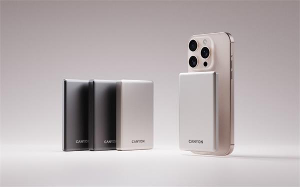 Canyon OnCharge 510, Powerbank, 10.000 mAh, in: USB-C, out: USB-C PD 20W + Wireless Magnet 15W, štíhla, šedá7
