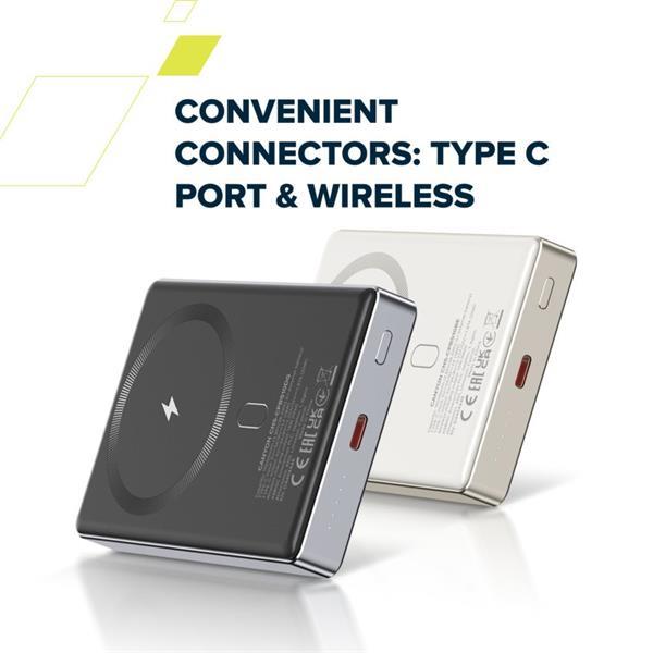 Canyon OnCharge 510, Powerbank, 10.000 mAh, in: USB-C, out: USB-C PD 20W + Wireless Magnet 15W, štíhla, šedá9